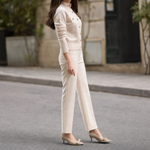 Selby mock neck knit, side profile view