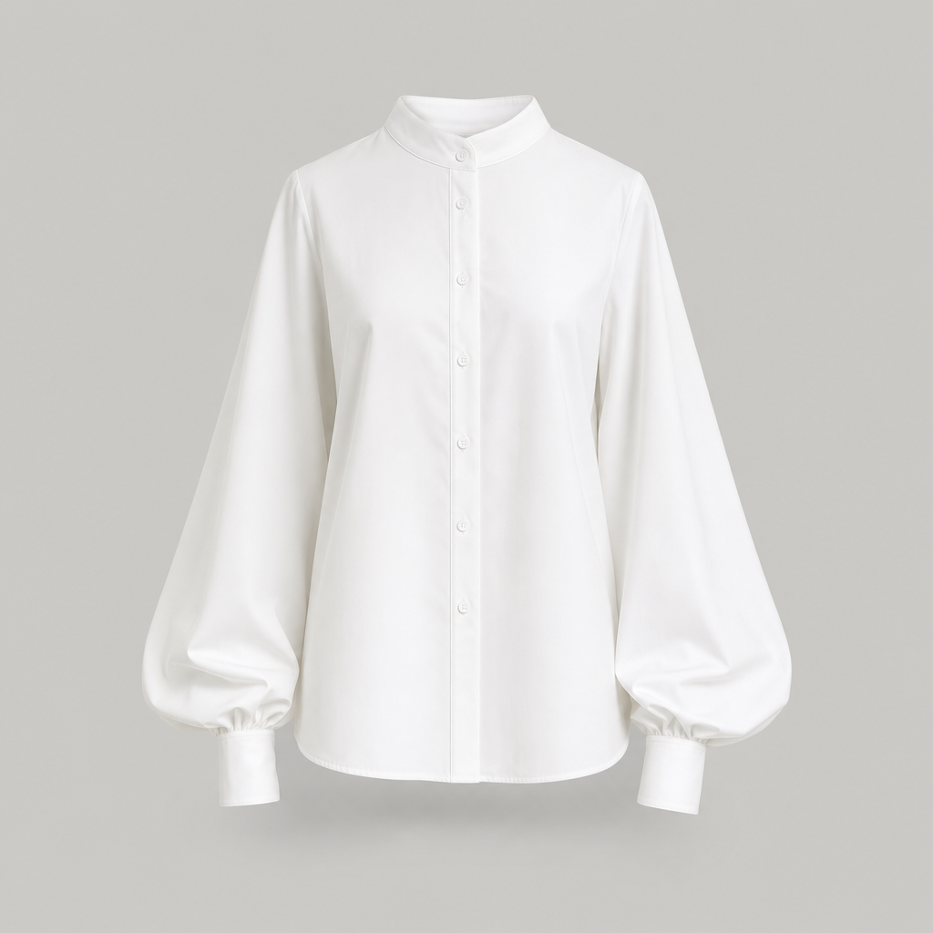 Aldford balloon sleeve blouse in white, product shot