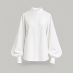 Aldford balloon sleeve blouse in white, product shot