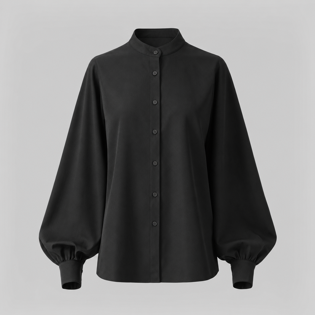 Aldford balloon sleeve blouse in black, product shot