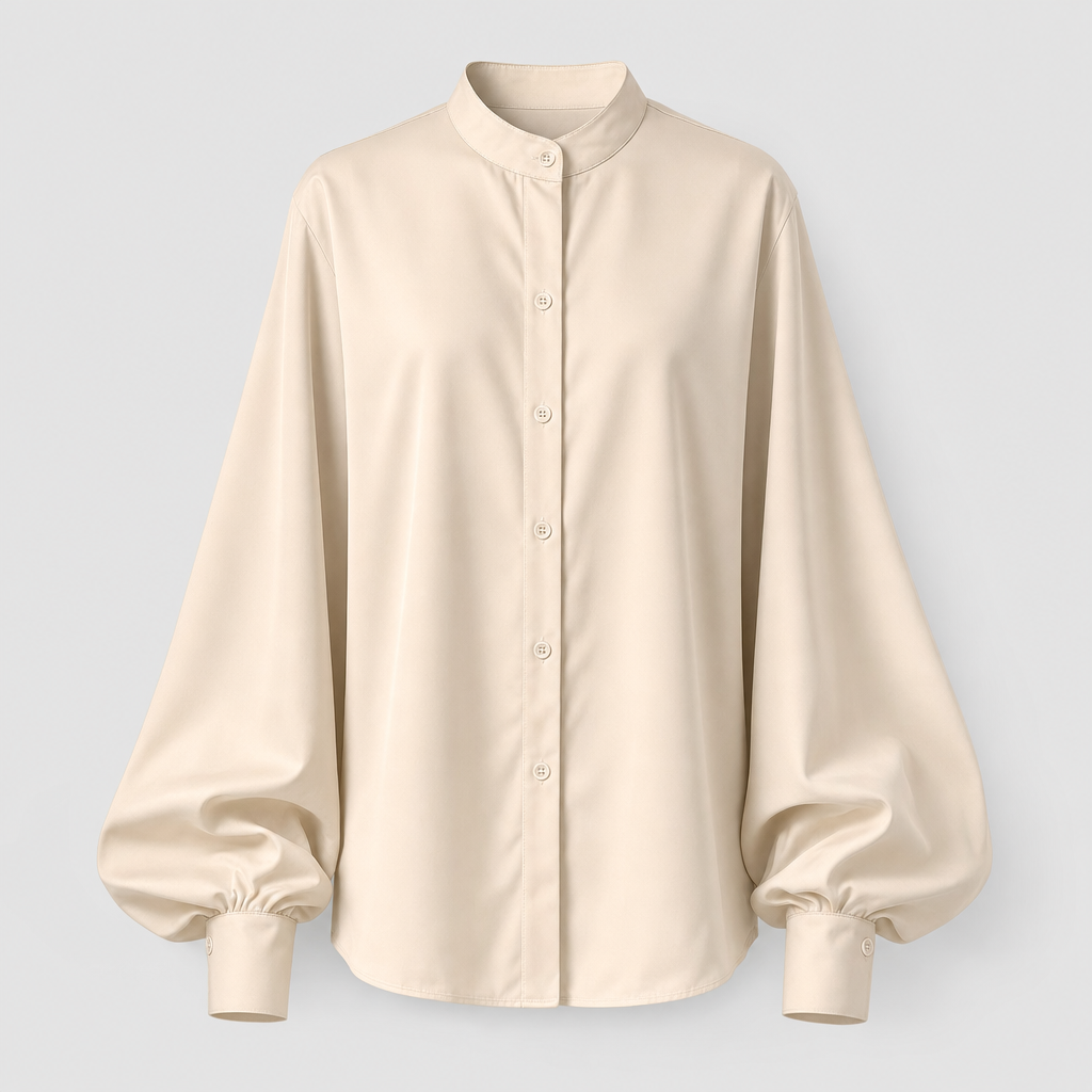 Aldford balloon sleeve blouse in champagne, product shot