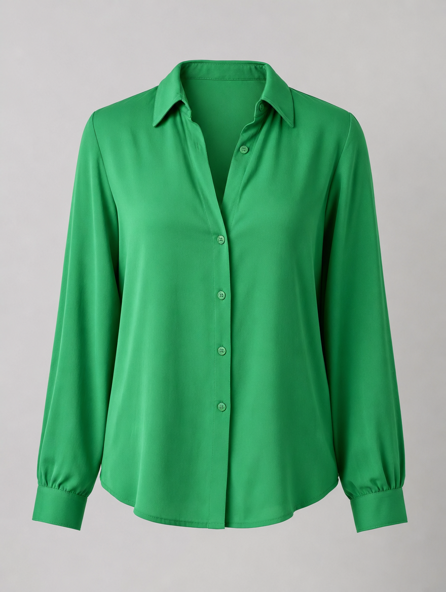 Kelmscott silk-touch shirt in emerald green, product shot