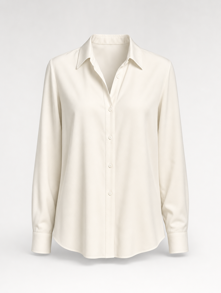 Kelmscott silk-touch shirt in ivory, product shot