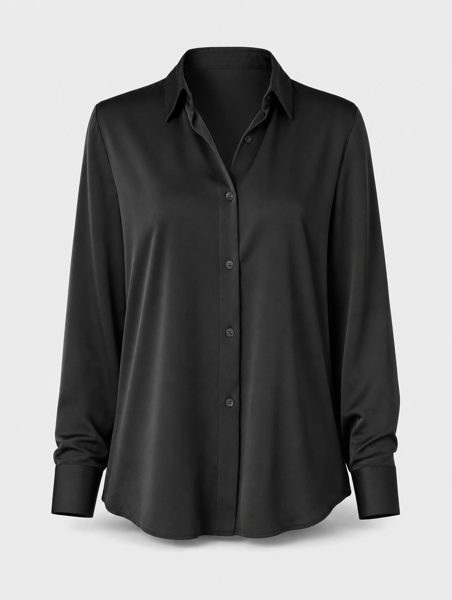 Kelmscott silk-touch shirt in black, product shot