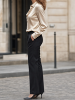 Verity satin cowl neck top, side profile view