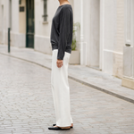 Ashwell draped boat neck top, side profile view