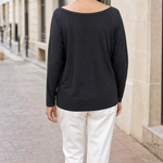 Ashwell draped boat neck top, back view