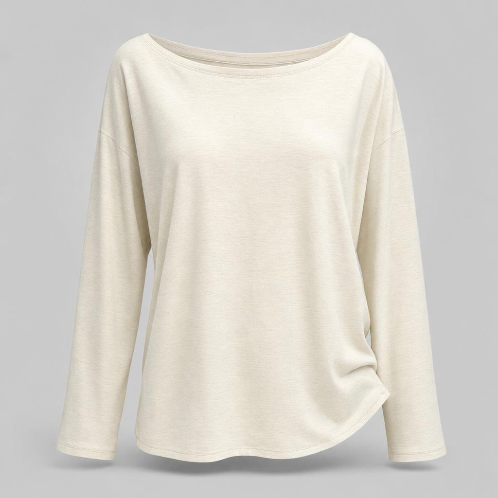 Ashwell draped boat neck top in ivory, product shot