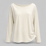 Ashwell draped boat neck top in ivory, product shot