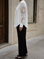 Hollis lace panel blouse, side profile view