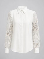 Hollis lace panel blouse in white, product shot