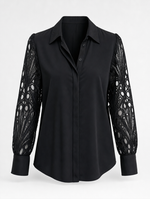 Hollis lace panel blouse in black, product shot