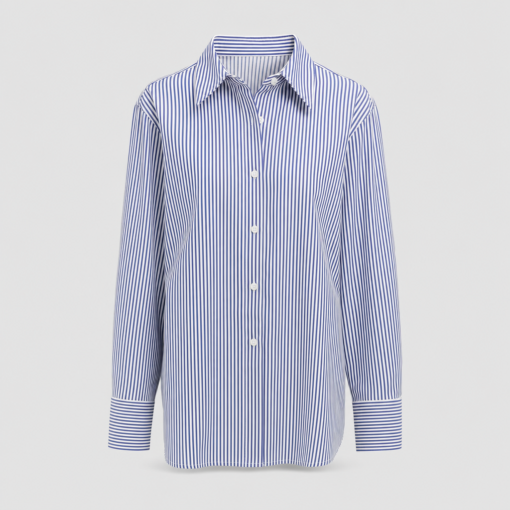 Tarrant striped cotton shirt in blue stripe, product shot