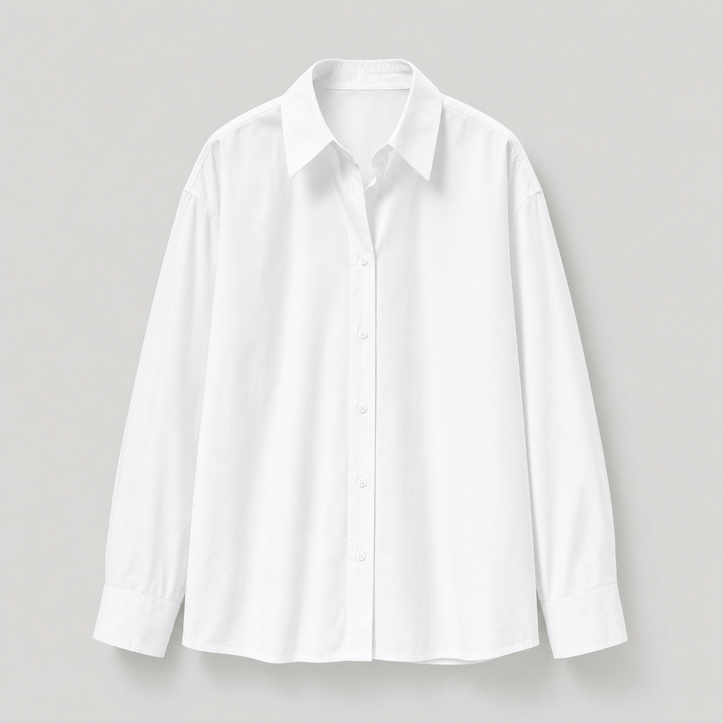 Tarrant cotton shirt in plain white, product shot