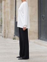 Elsbeth ruffle cuff blouse, side profile view