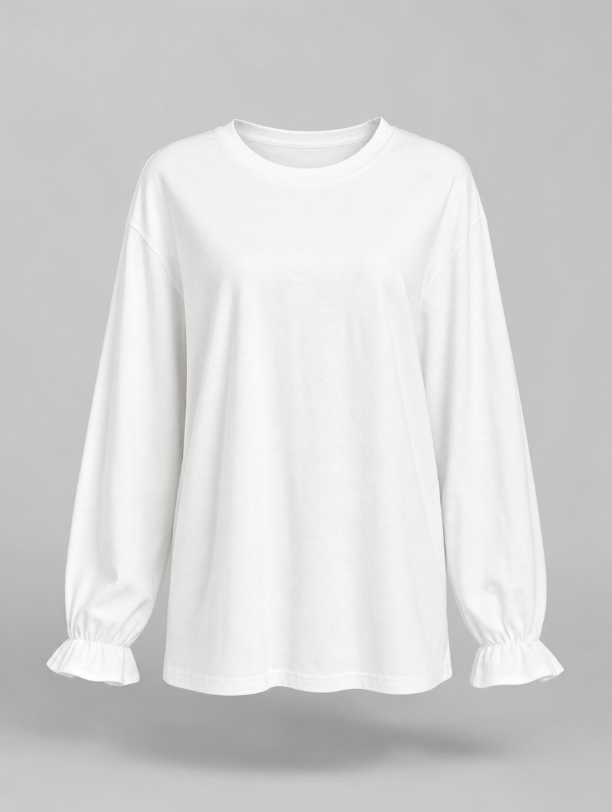 Elsbeth ruffle cuff blouse in ivory, product shot