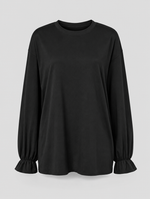 Elsbeth ruffle cuff blouse in black, product shot