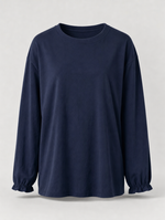 Elsbeth ruffle cuff blouse in navy, product shot