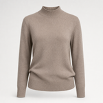 Roswell soft knit turtleneck in taupe, product shot