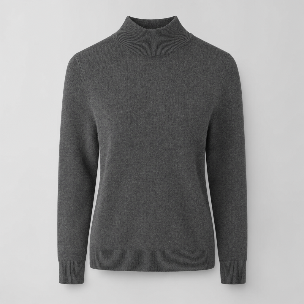 Roswell soft knit turtleneck in charcoal, product shot