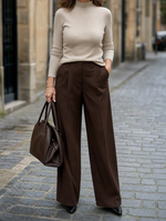 Penrose fine knit turtleneck, front view on model