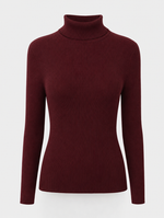 Penrose fine knit turtleneck in burgundy, product shot