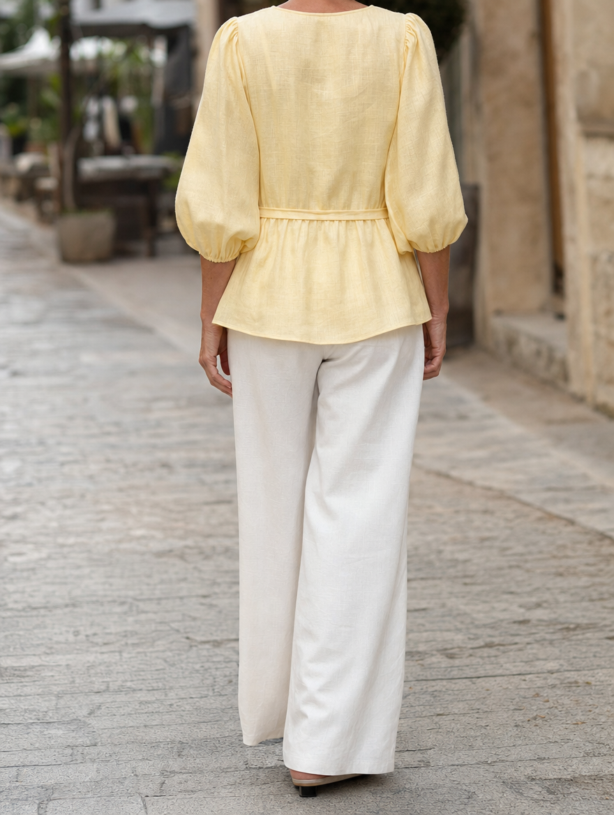 Marisol tie waist blouse, back view