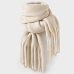 Wrenley oversized fringed scarf in cream, product shot