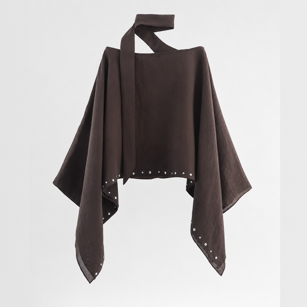 Ingleby Studded Cape Jacket in brown
