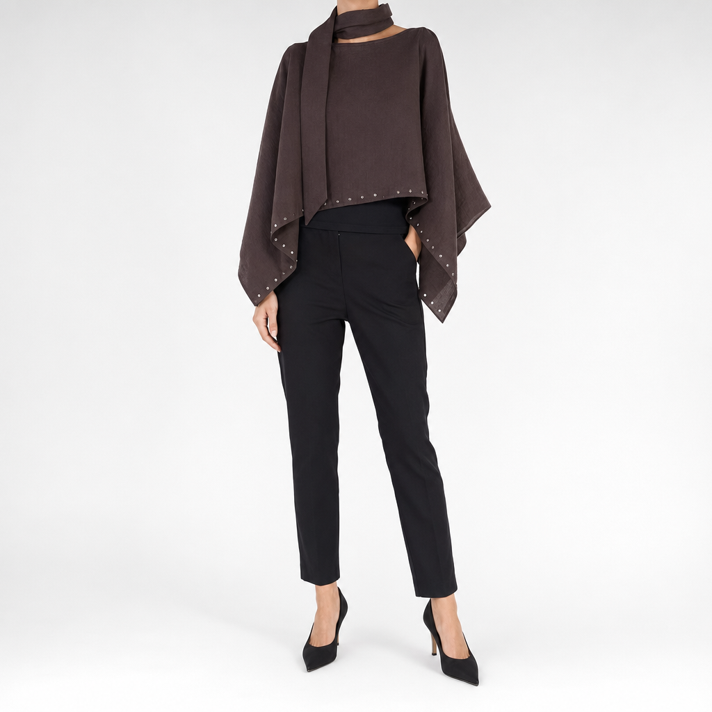 Ingleby Studded Cape Jacket worn, front
