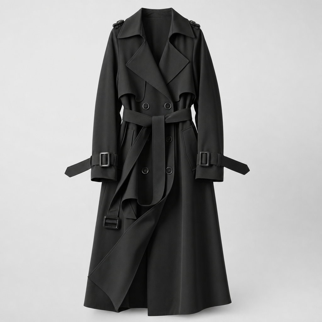 Jesmond Longline Belted Trench in black