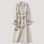 Jesmond Longline Belted Trench in cream grey