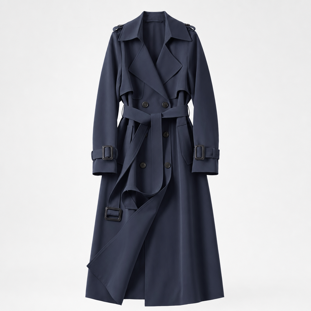 Jesmond Longline Belted Trench in navy