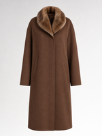 Harlyn Fur Collar Wool Coat in brown