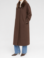 Harlyn Fur Collar Wool Coat worn, side