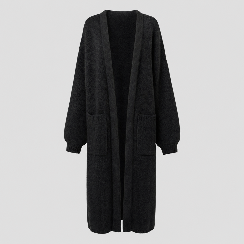 Kelmscott Long Knit Cardigan Coat in black