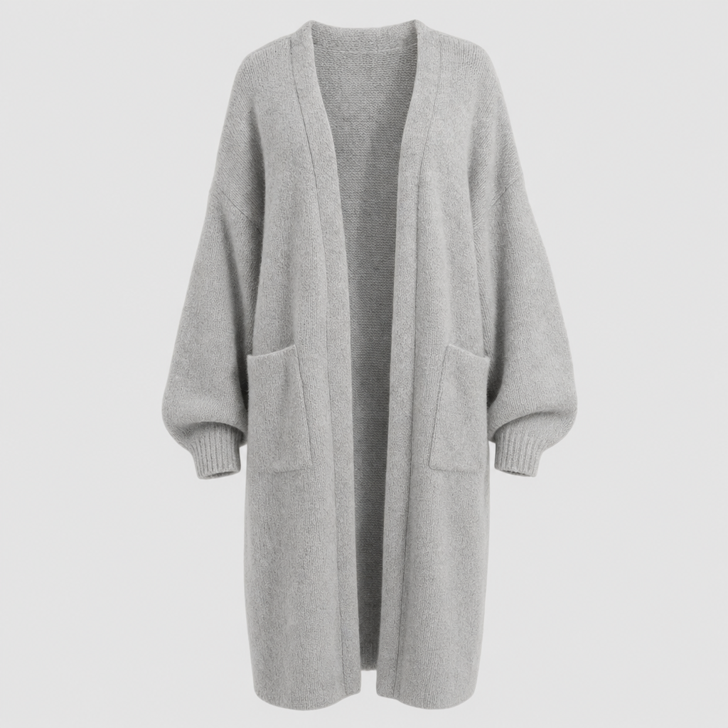 Kelmscott Long Knit Cardigan Coat in grey