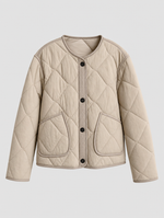 Marbury Collarless Quilted Jacket in beige
