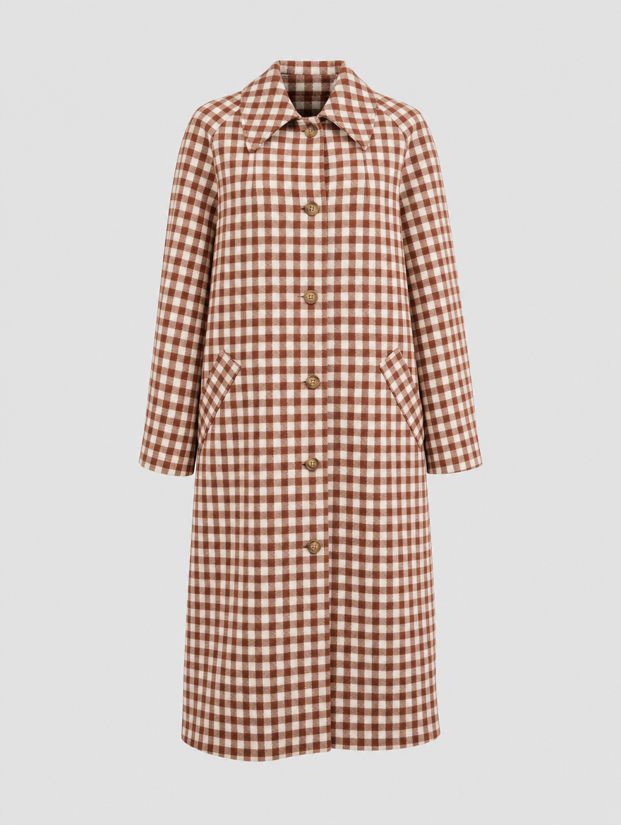Norbury Plaid Longline Trench in red check