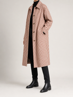 Norbury Plaid Longline Trench worn, side
