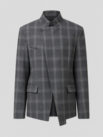 Oakhanger Plaid Stand Collar Jacket in grey check