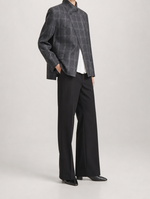 Oakhanger Plaid Stand Collar Jacket worn, side