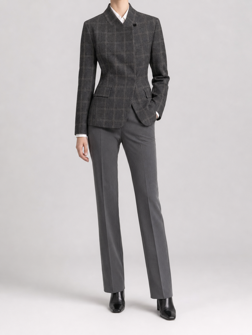 Quenby Plaid Blazer worn, front