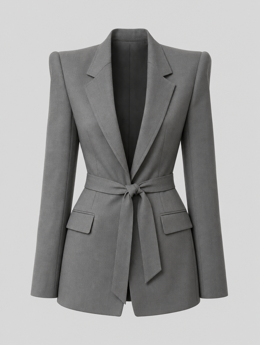 Rothwell Belted Oversized Blazer in grey