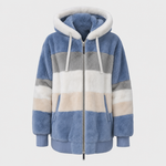 Tarnbrook Plush Hooded Jacket in blue stripe