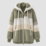 Tarnbrook Plush Hooded Jacket in green stripe
