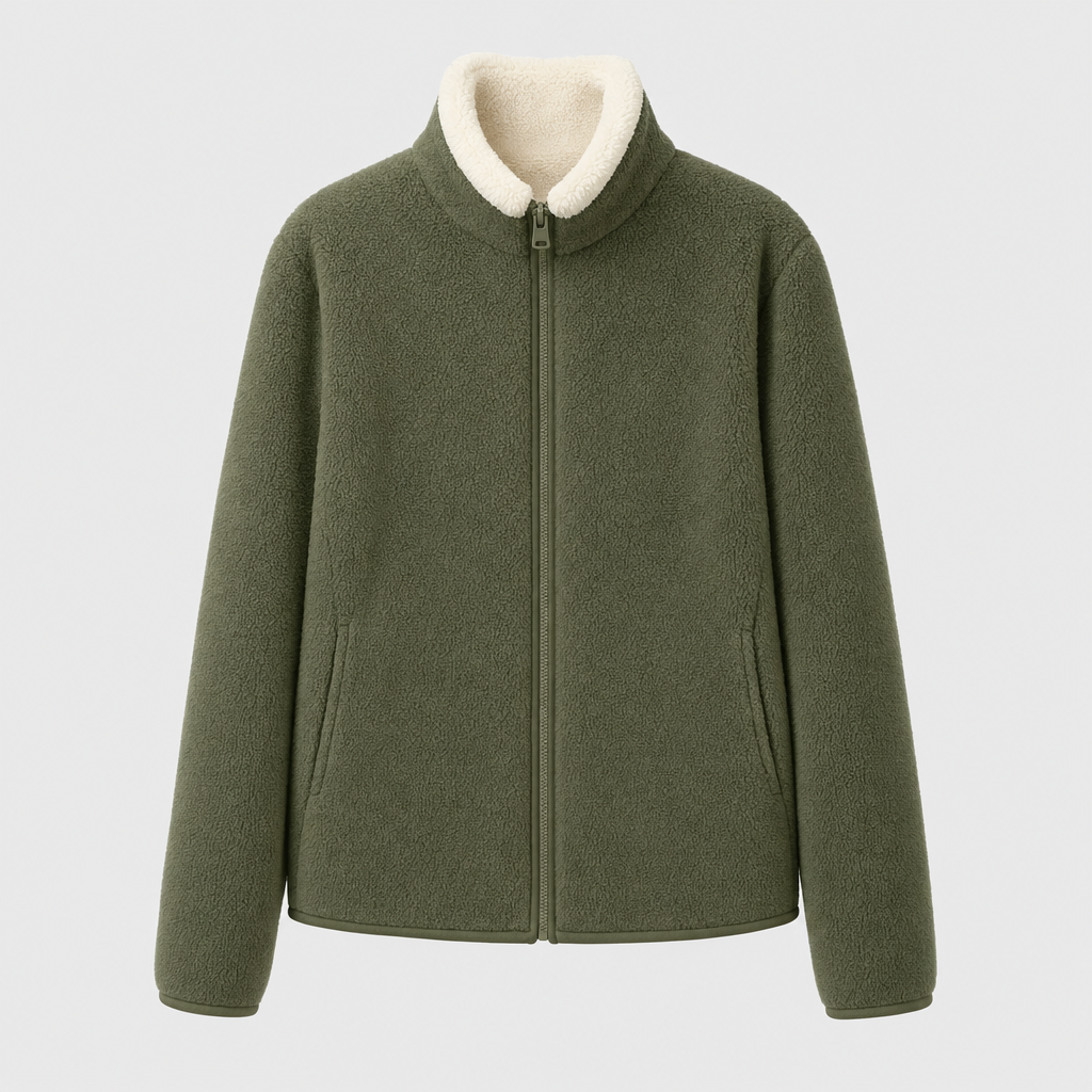Ulcombe Reversible Fleece Coat in army green