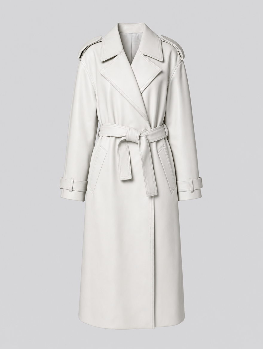 Wardley Faux Leather Maxi Coat in white
