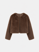 Yealand Cropped Faux Fur Jacket in brown