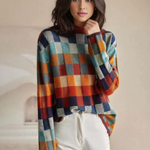 Andrea Color Block Plaid Knit Sweater